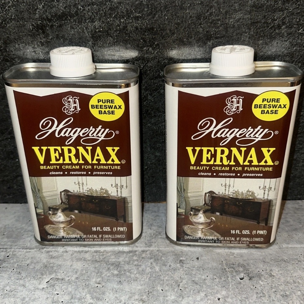 2 Lot Hagerty Vernax Furniture Polish Beeswax Bees Wax